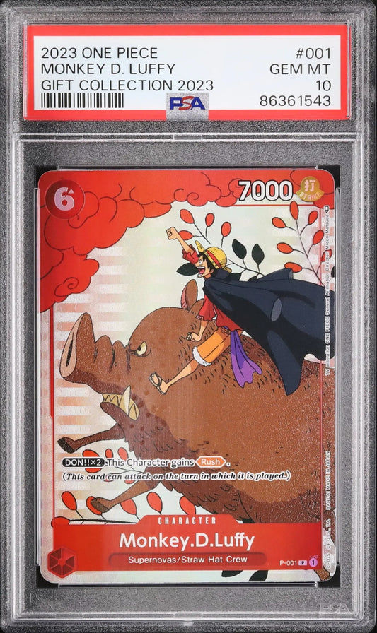 【PSA10】 Monkey D. Luffy (P-001) Bandai One Piece Gift Collection English