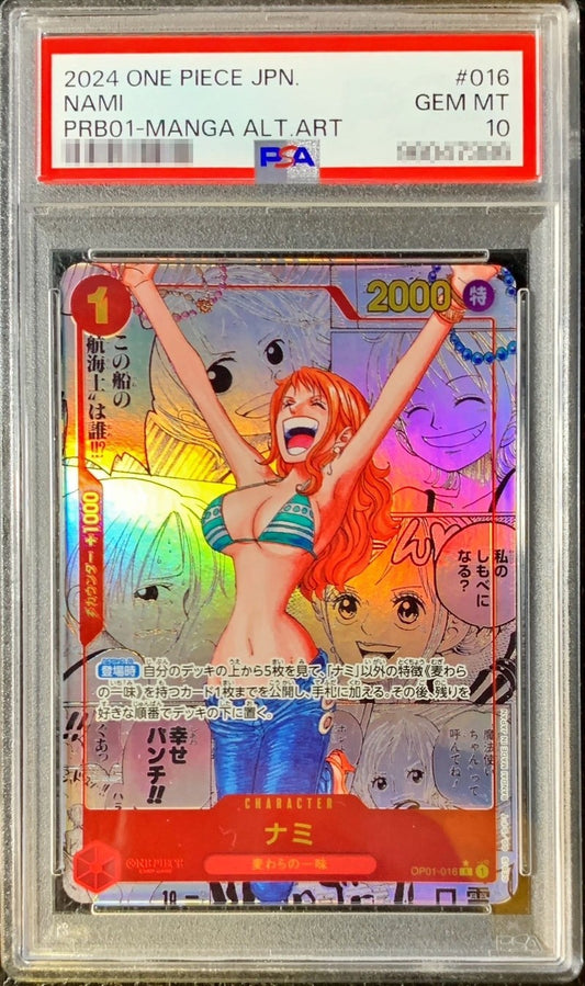 【PSA10】　Nami  MANGA ALTERNATE ART (OP01-016) The Best Japanese PRB-01